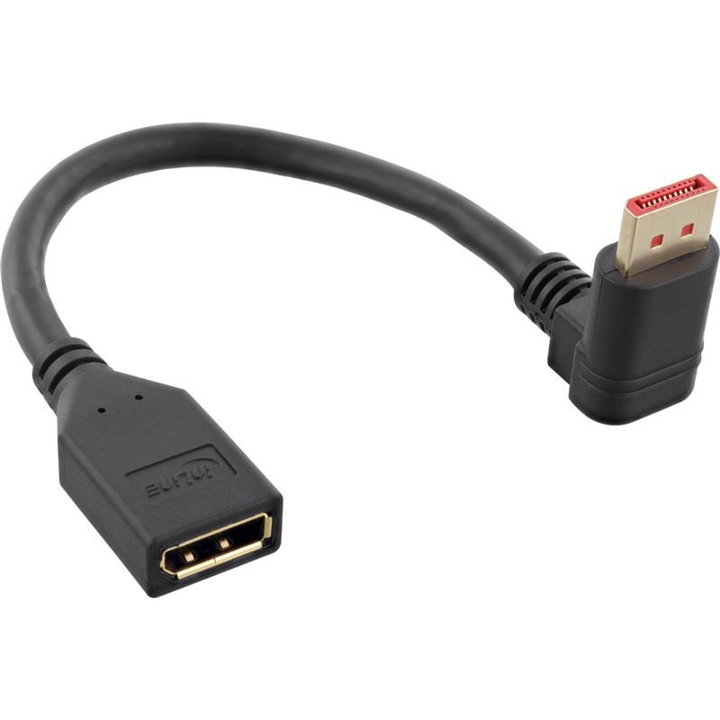 InLine DisplayPort 1 4 adapter cable M F 8K4K downward angled black gold 0 15m