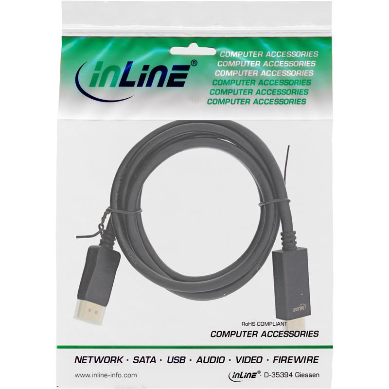 InLine DisplayPort to HDMI converter cable 4K 60Hz black 7 5m