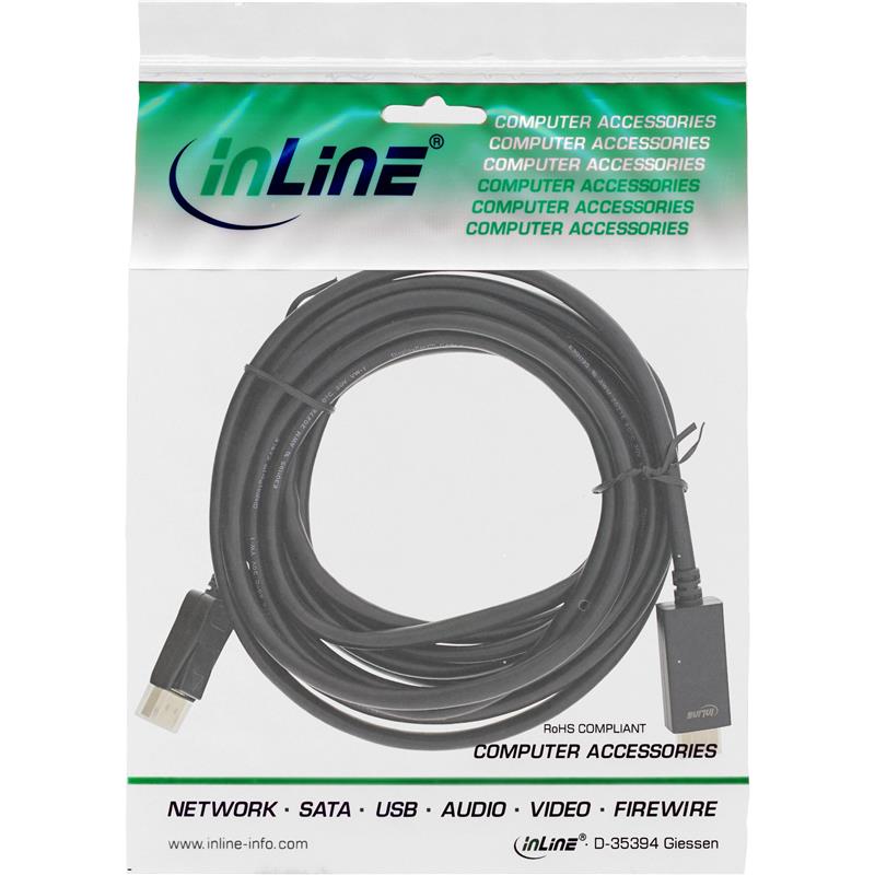 InLine DisplayPort to HDMI converter cable 4K 60Hz black 5m