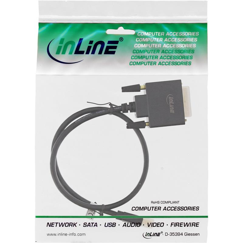 Inline Mini DisplayPort male to DVI-D 24 1 male cable black gold 0 5m