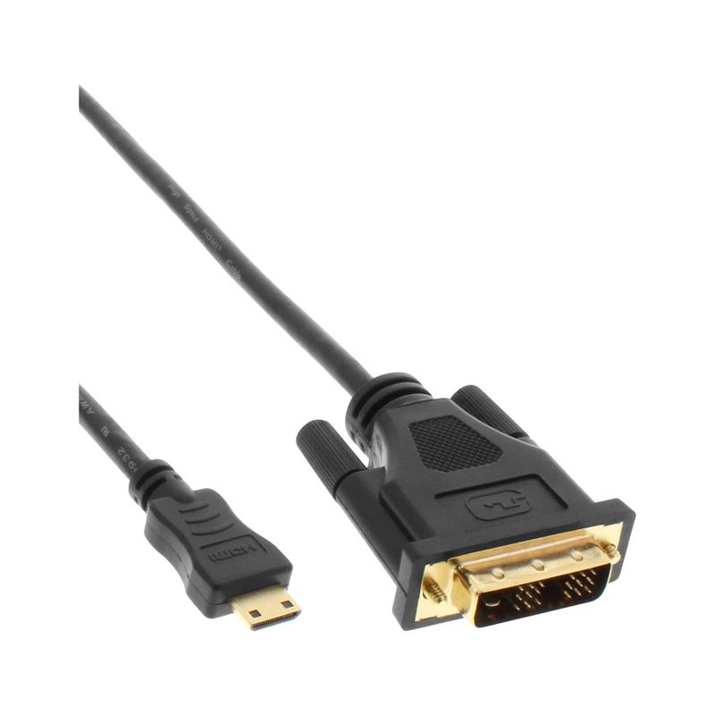 InLine Mini-HDMI to DVI Cable HDMI C male to DVI 18 1 male gold plated 3m