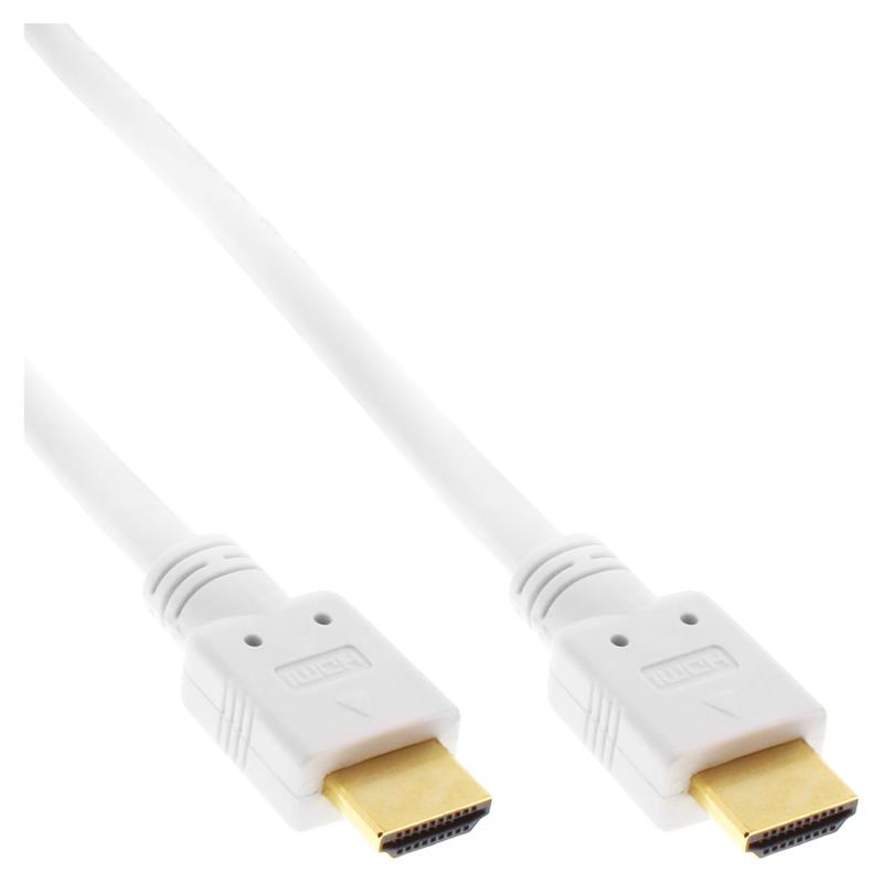 InLine High Speed HDMI Cable with Ethernet male to male gold plated white 2m