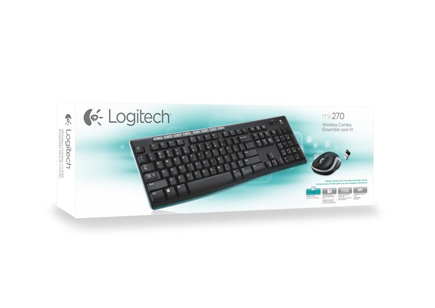 Logitech Wireless Combo MK270 toetsenbord USB AZERTY Frans Inclusief muis Zwart