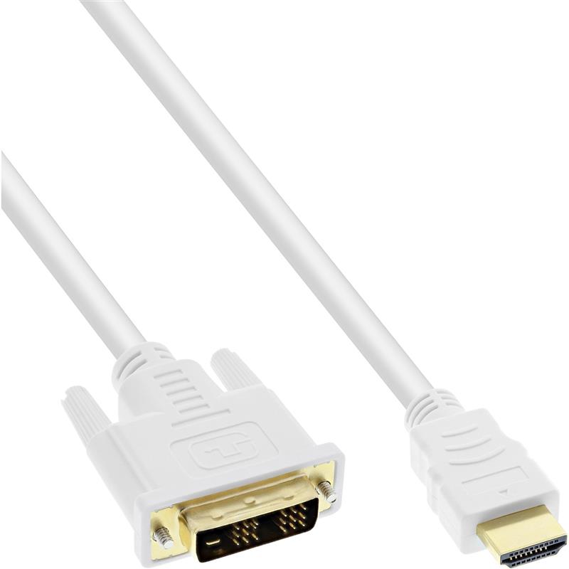 InLine HDMI-DVI kabel HDMI Male naar DVI 18 1 Male wit goud 0 5m