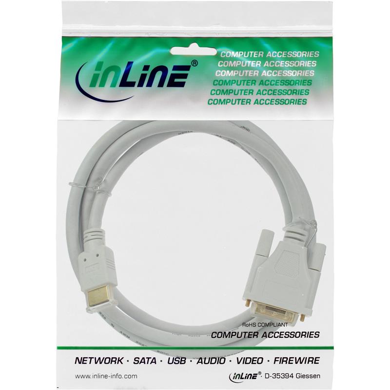 InLine HDMI-DVI kabel HDMI Male naar DVI 18 1 Male wit goud 1m