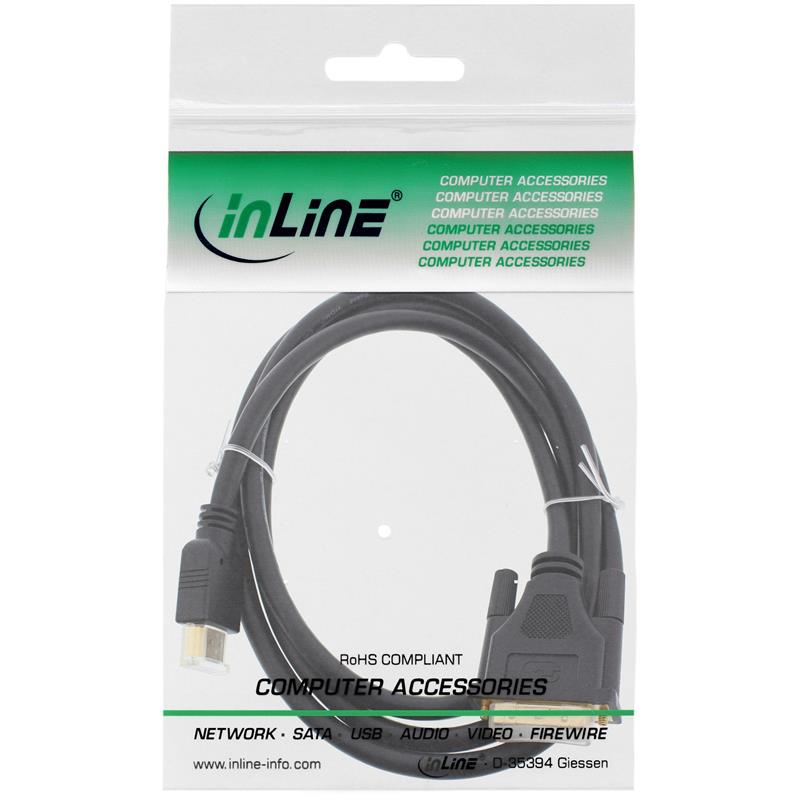 InLine HDMI-DVI kabel HDMI Male naar DVI 18 1 Male vergulde contacten 1 5m