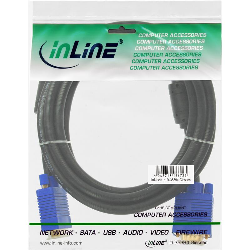 InLine S-VGA kabel Premium zwart 15HD M M 3m