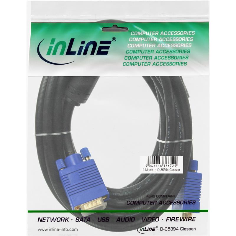 InLine S-VGA kabel Premium zwart 15HD M M 5m