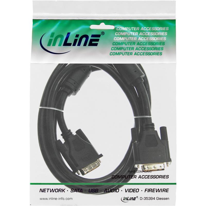 InLine DVI-I kabel 18 5 M M Single Link 2 ferrietkernen 2m