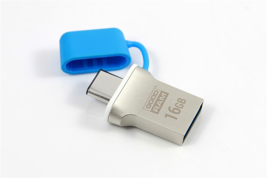 Goodram ODD3 USB flash drive 16 GB USB Type-A / USB Type-C 3.2 Gen 1 (3.1 Gen 1) Blauw, Zilver