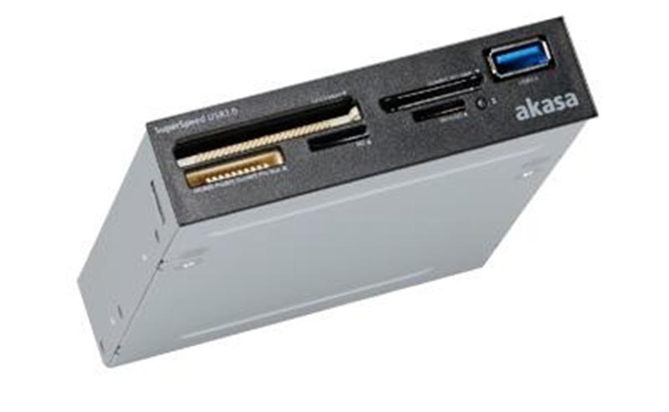 Akasa 3 5 Superspeed USB3 0 5-slot multicard reader with SDHC SDXC UHS-II Compatibility and USB passthrough