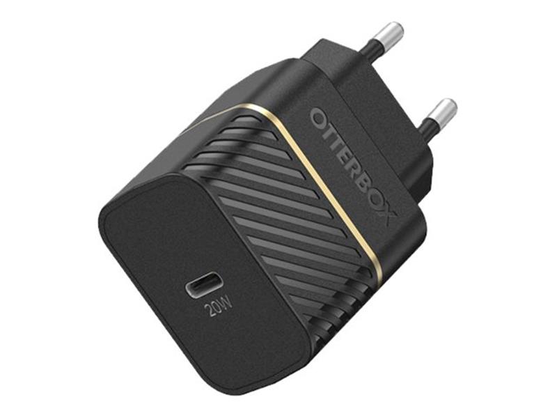 OtterBox EU Wall Charger 20W - 1X USB-C 20W USB-PD + USB C-C Cable 1m, zwart