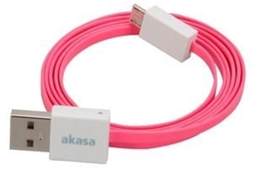 Akasa PROSLIM USB 2 0 Cable Pink Superslim sync charge USB A - Micro USB B 1m *USBAM *MUSBBM