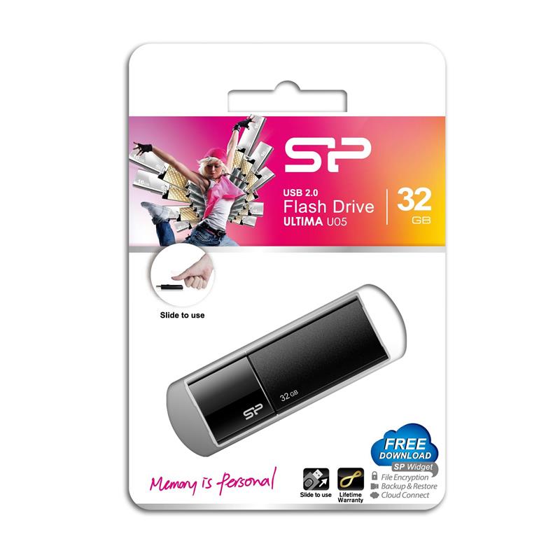 Silicon Power 32GB Ultima U05 USB 2.0 flashdrive Zwart