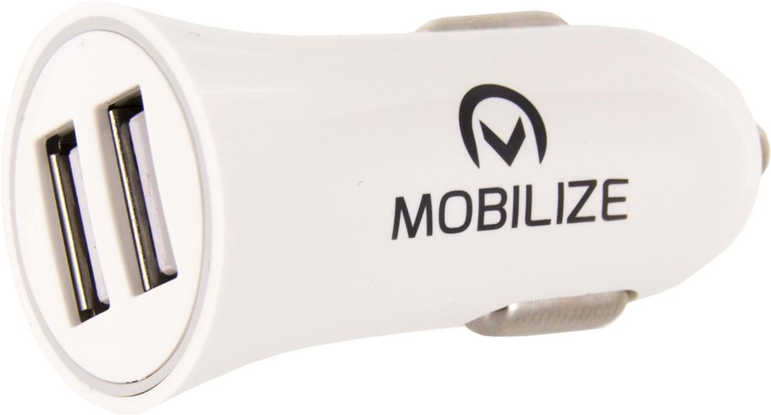 Mobilize Car Charger 2x USB 24W USB to Apple MFi Lighting Cable 1m White