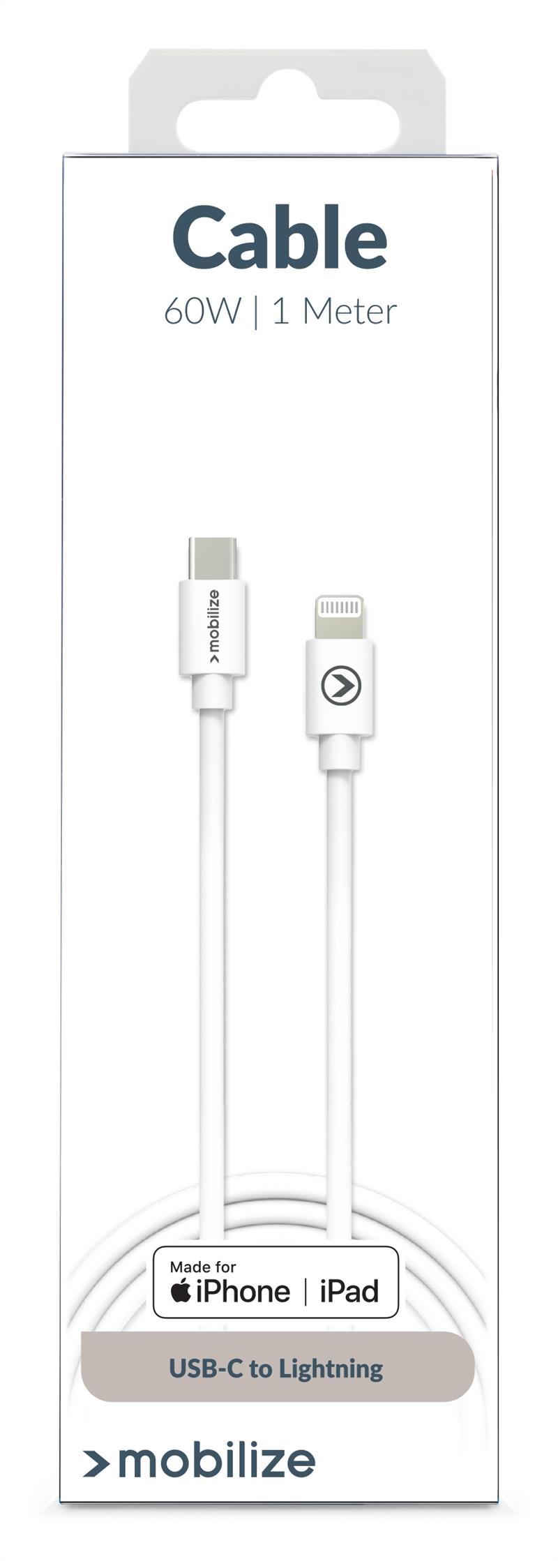 Mobilize Cable USB-C to Apple MFi Lightning 1m 60W White