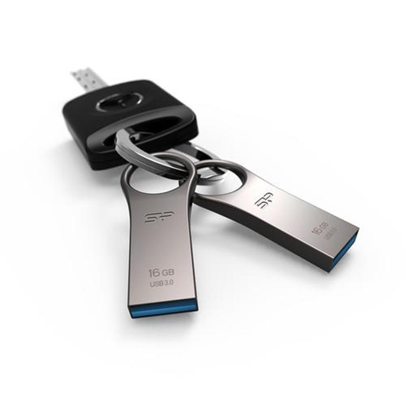 Silicon Power 16GB Jewel J80 USB 3.0 sleutelring flashdrive Titanium