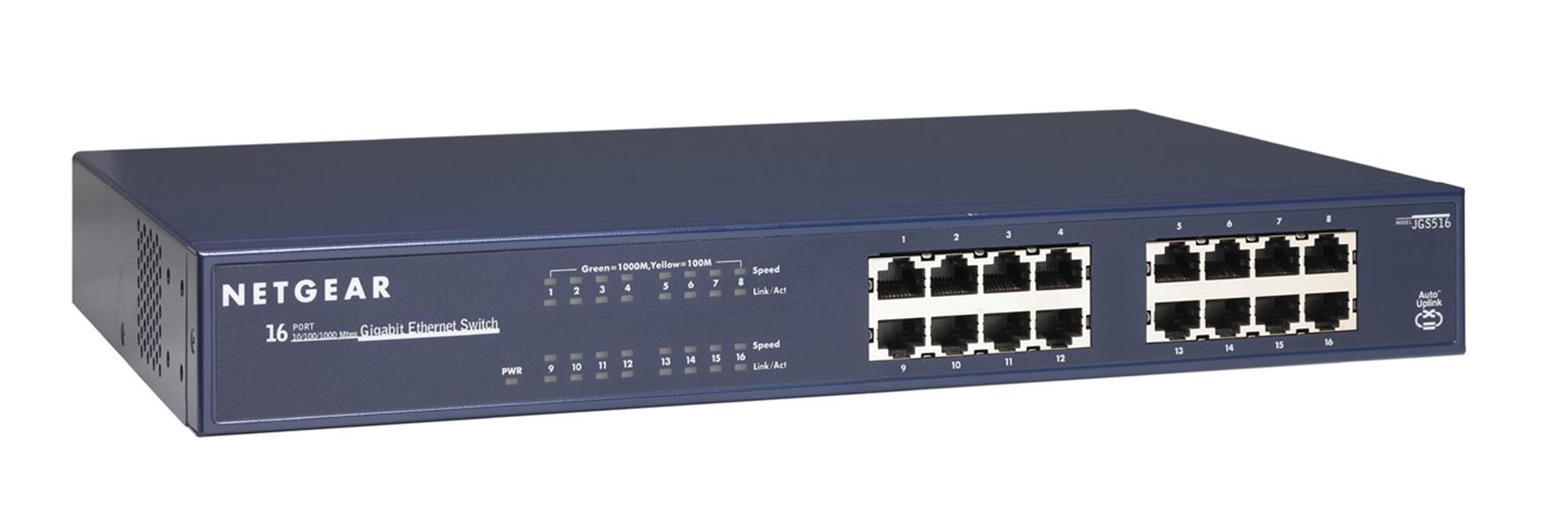 Netgear ProSAFE Unmanaged Switch - JGS516 - 16 Gigabit Ethernet poorten 10/100/1000 Mbps