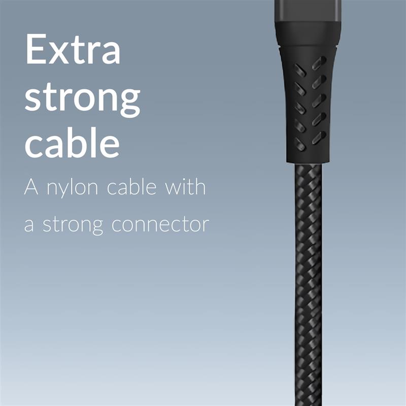 Mobilize Strong Nylon Cable USB-C to USB-C 2m 100W Black