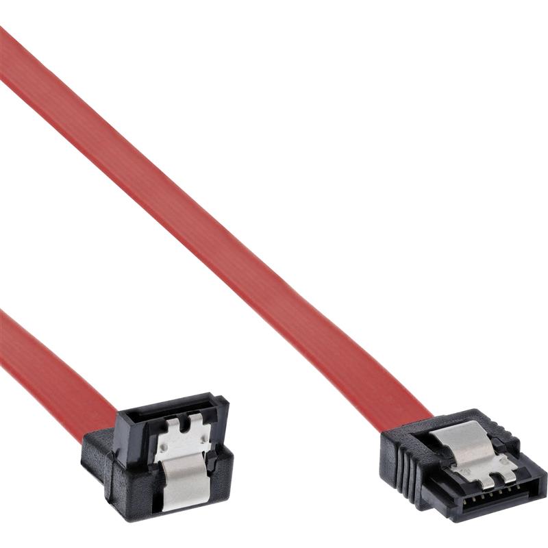 InLine SATA kabel met vergrendeling één zijde 90° haaks 0 7m