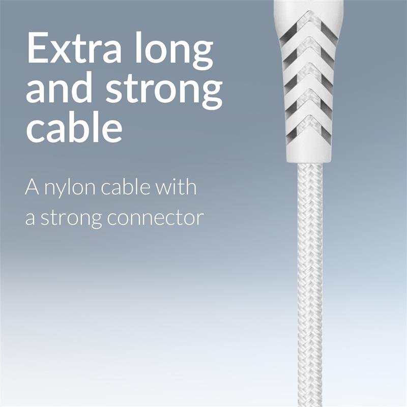 Mobilize Strong Nylon Cable USB-C to USB-C 2m 100W White