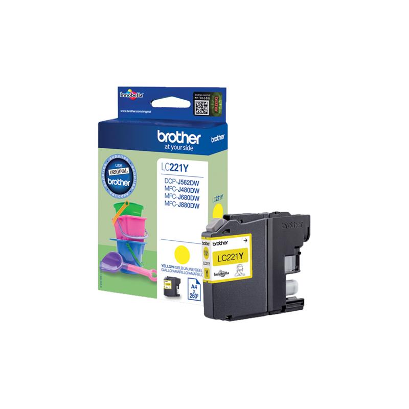 Brother LC-221Y inktcartridge Origineel Geel 1 stuk(s)