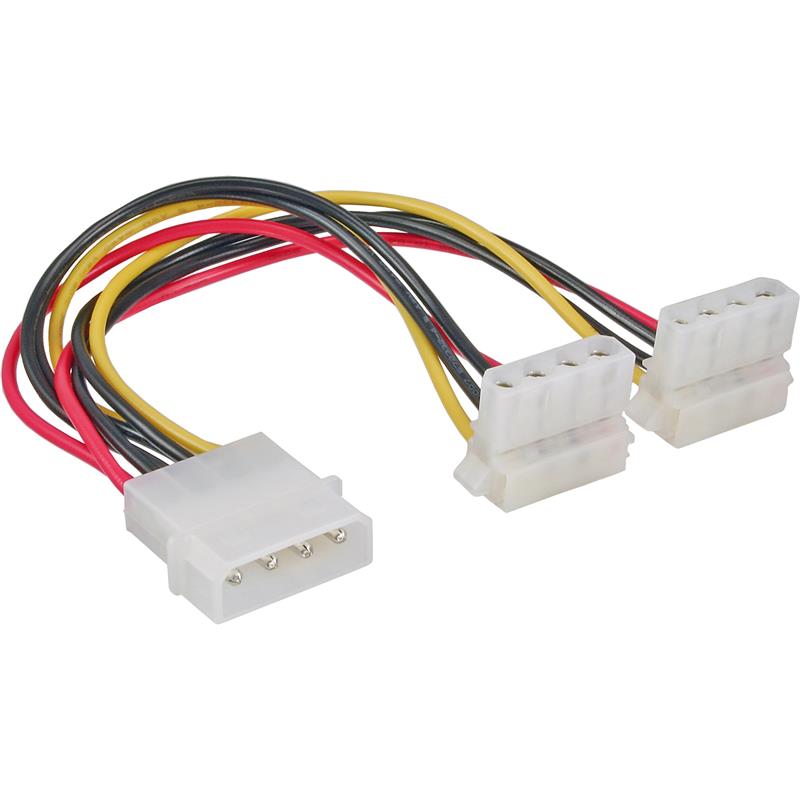 InLine Internal Power Y-Cable 1x 4 Pin Molex to 2x 4 Pin Molex angled 0 15m
