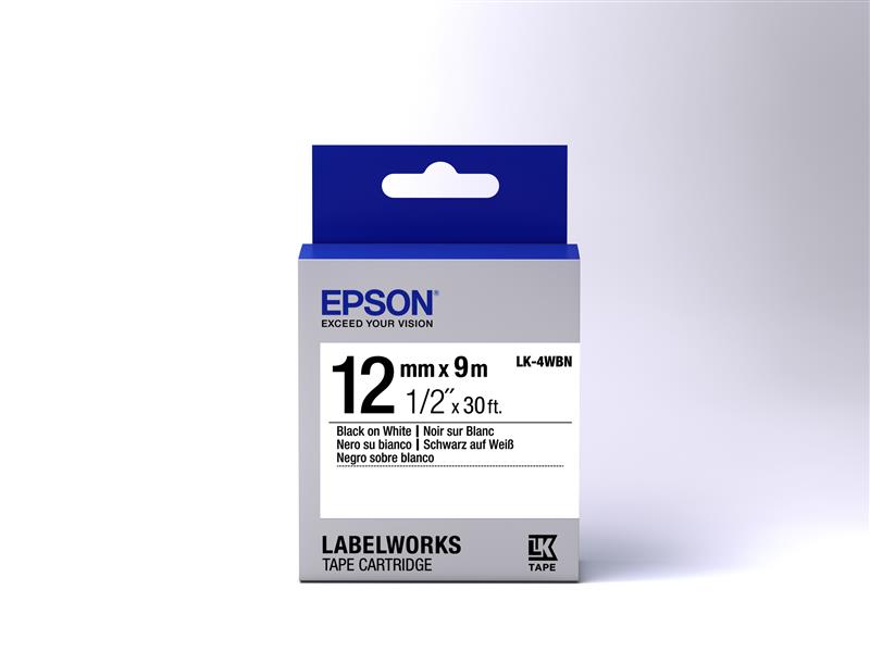 Epson Standard Tape - LK-4WBN Std Blk/Wht 12/9