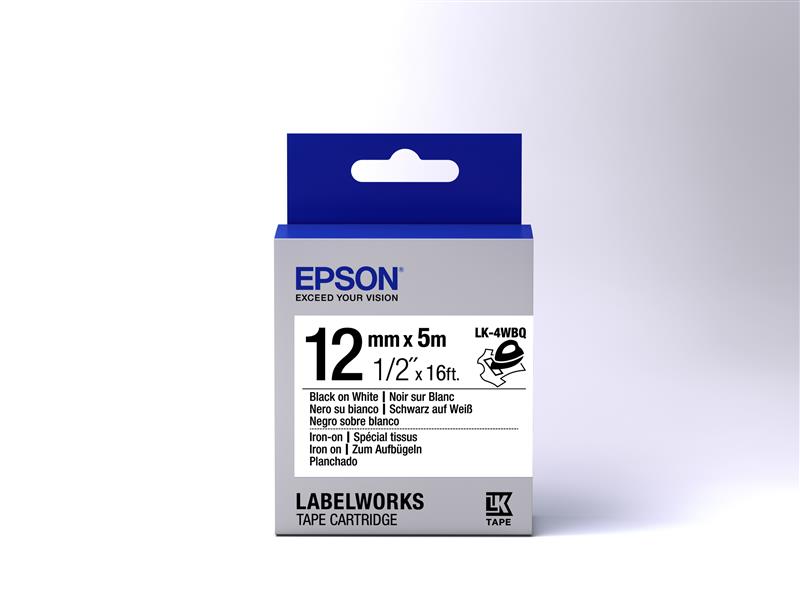 Epson Label Cartridge Iron on LK-4WBQ Black/White 12mm (5m)