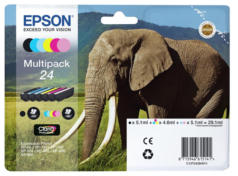 Epson Elephant Multipack 6-colours 24 Claria Photo HD Ink