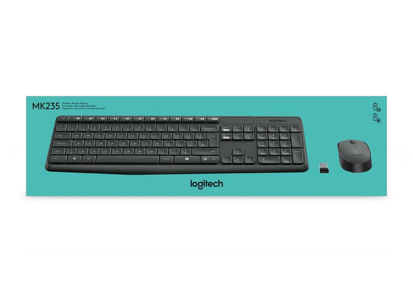 Logitech MK235 toetsenbord Inclusief muis USB AZERTY Frans Grijs