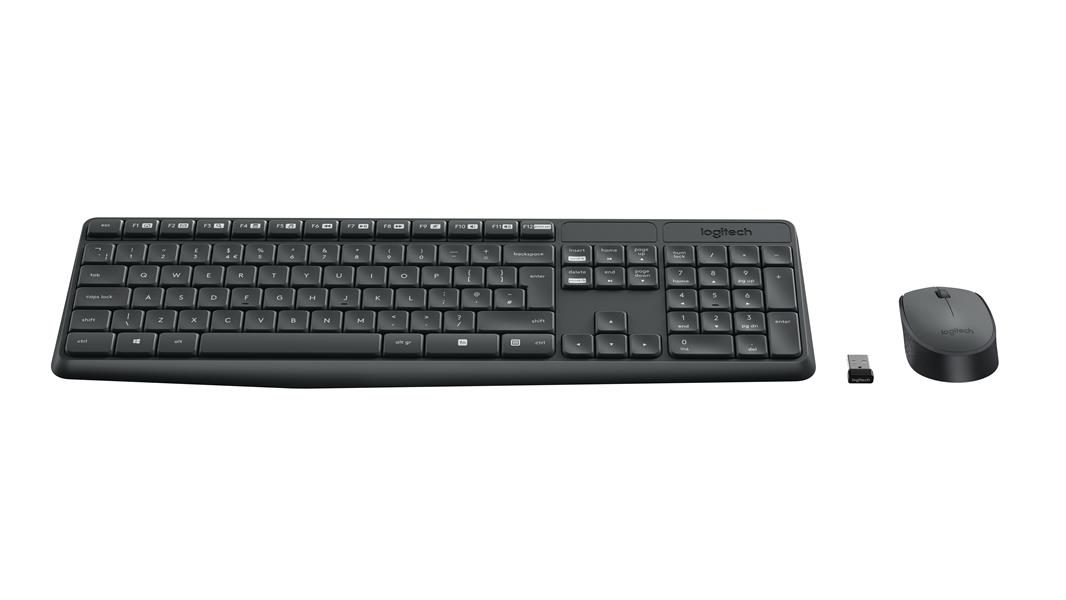 Logitech MK235 toetsenbord Inclusief muis USB AZERTY Frans Grijs