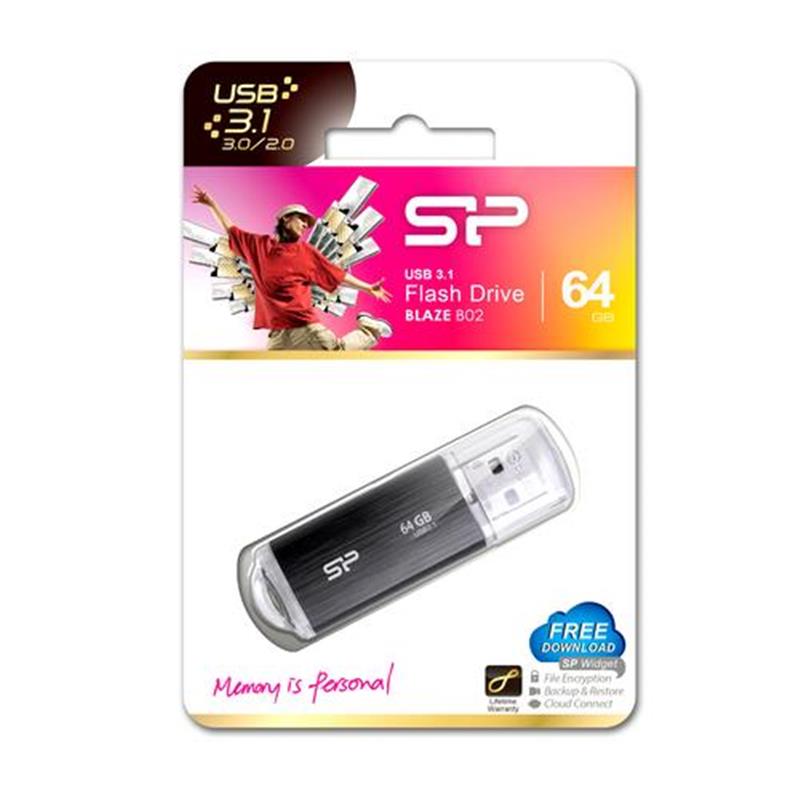 Silicon Power 64GB Blaze B02 USB 3.0 flashdrive Zwart