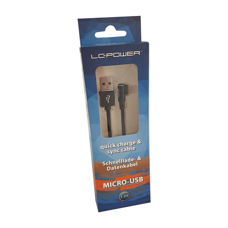 LC-Power LC-C-USB-MICRO-1M-2 USB A to Micro USB cable black angled 1m