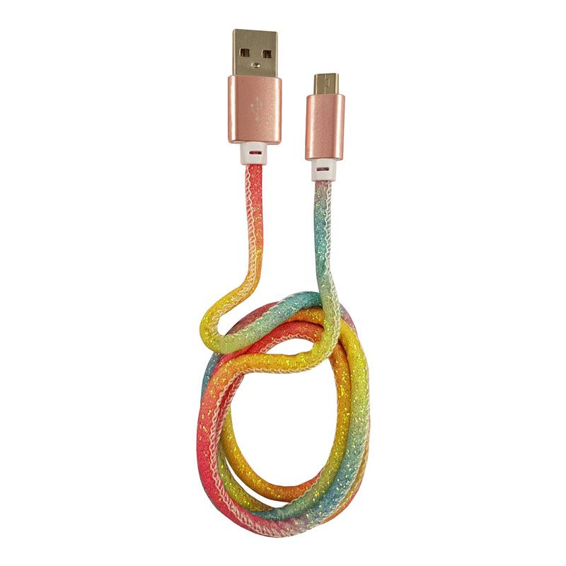 LC-Power LC-C-USB-MICRO-1M-3 USB A to micro USB cable rainbow glitter 1m