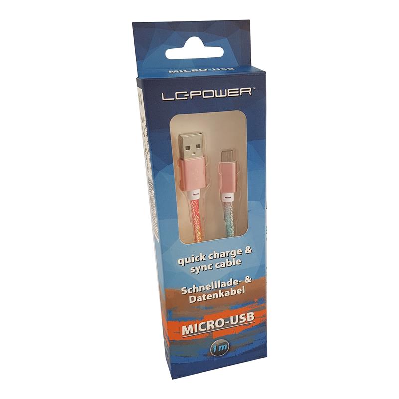 LC-Power LC-C-USB-MICRO-1M-3 USB A to micro USB cable rainbow glitter 1m