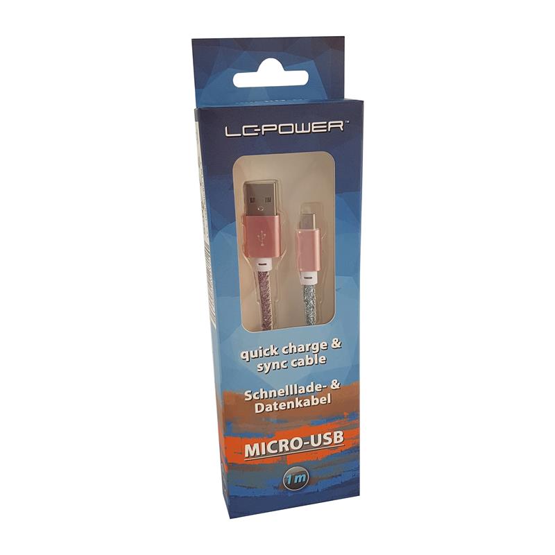 LC-Power LC-C-USB-MICRO-1M-4 USB A to micro USB cable disco glitter 1m