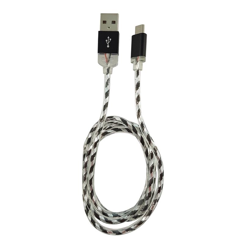 LC-Power LC-C-USB-MICRO-1M-8 USB A to micro USB cable black silver illuminated 1m
