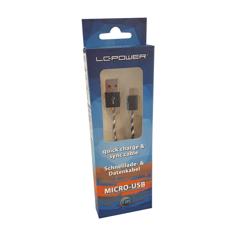 LC-Power LC-C-USB-MICRO-1M-8 USB A to micro USB cable black silver illuminated 1m