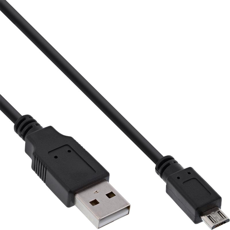 InLine Basic Micro-USB 2 0 cable USB A male to Micro-B male black 1m