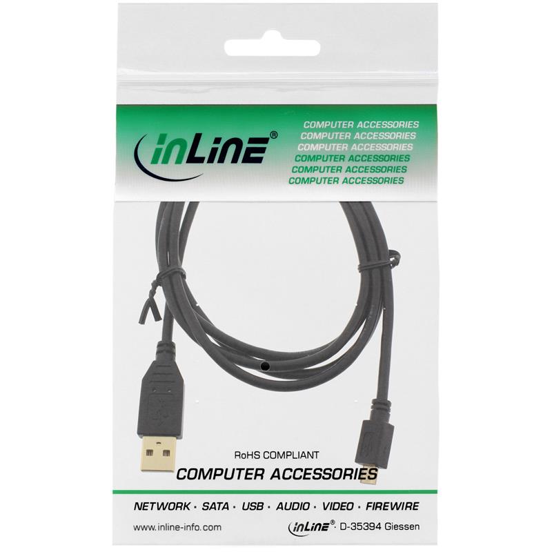 InLine Micro USB 2 0 Cable USB Type A male to Micro-B male black 1 5m