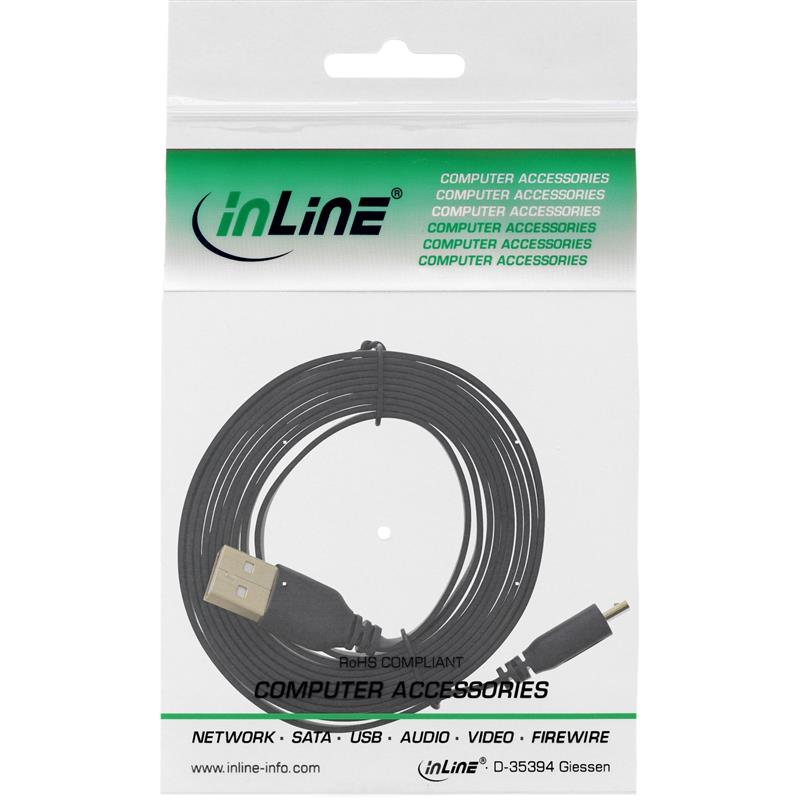 InLine Micro-USB 2 0 Flatkabel USB-A Male naar Micro-B Male 2m