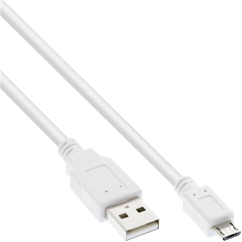 InLine Micro USB 2 0 Cable USB Type A male to Micro B male white 2m