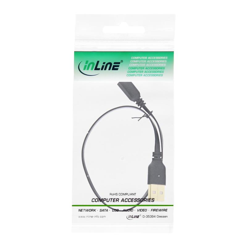 InLine Mini-USB 2 0 Flatkabel USB A Male naar Mini Male 0 5m