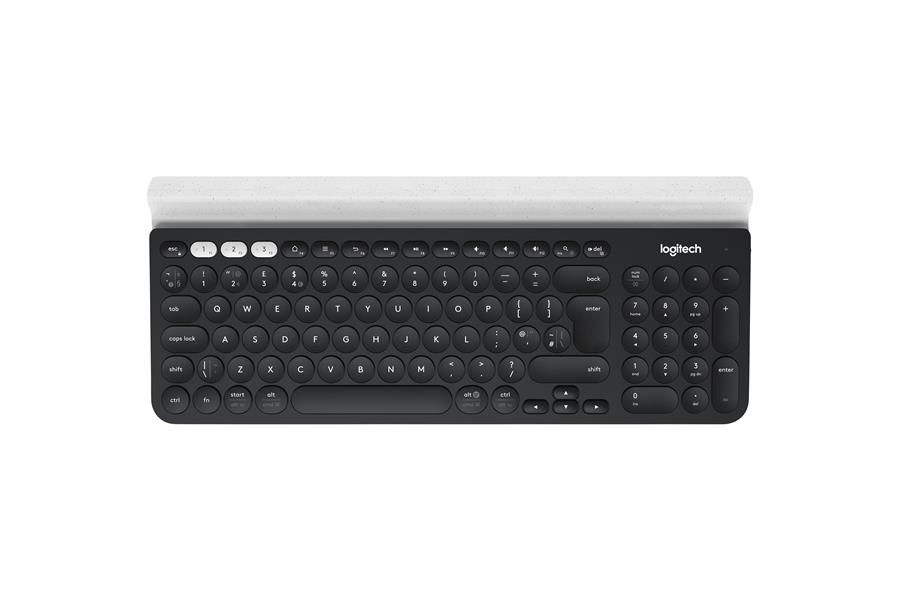 Logitech K780 Multi-Device Wireless Keyboard toetsenbord RF-draadloos + Bluetooth QWERTY Scandinavisch Grijs, Wit