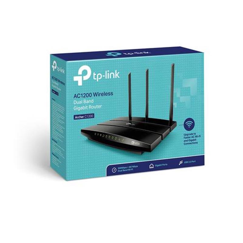 TP-LINK Archer C1200 draadloze router Dual-band (2.4 GHz / 5 GHz) Gigabit Ethernet Zwart