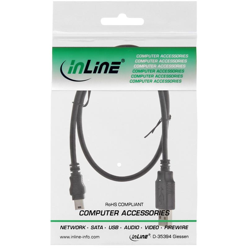 InLine USB 2 0 Mini-Kabel Male A an Mini-B Male 5pol zwart 0 3m