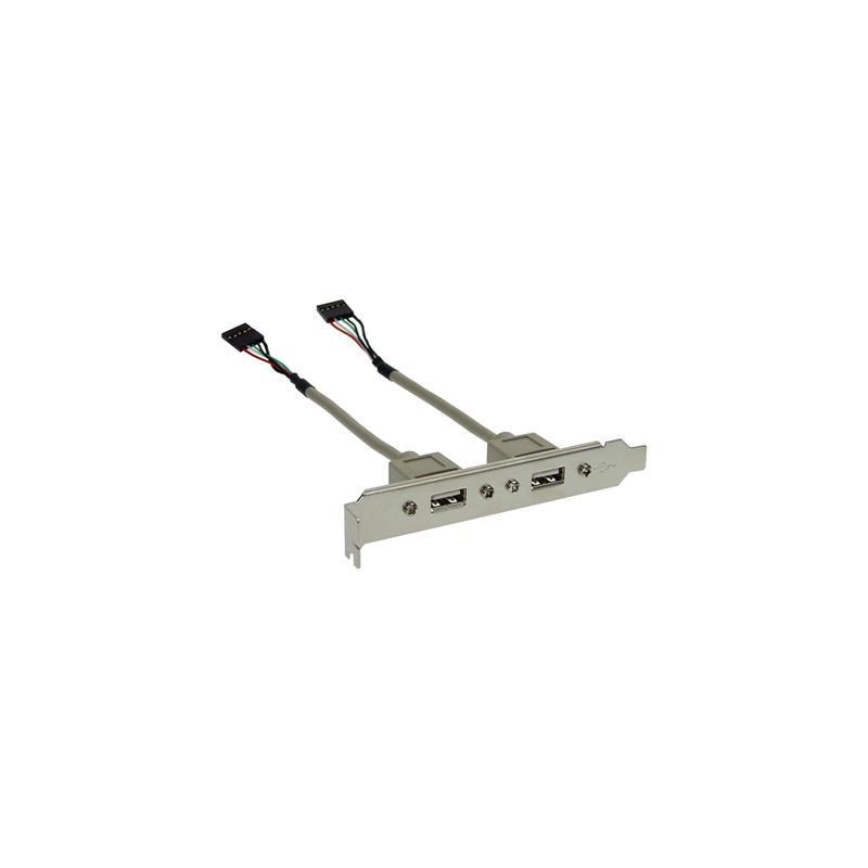 InLine Slotplaatje 2x USB 2 0 A Female naar 2x 5-pins interne stekker 0 3m