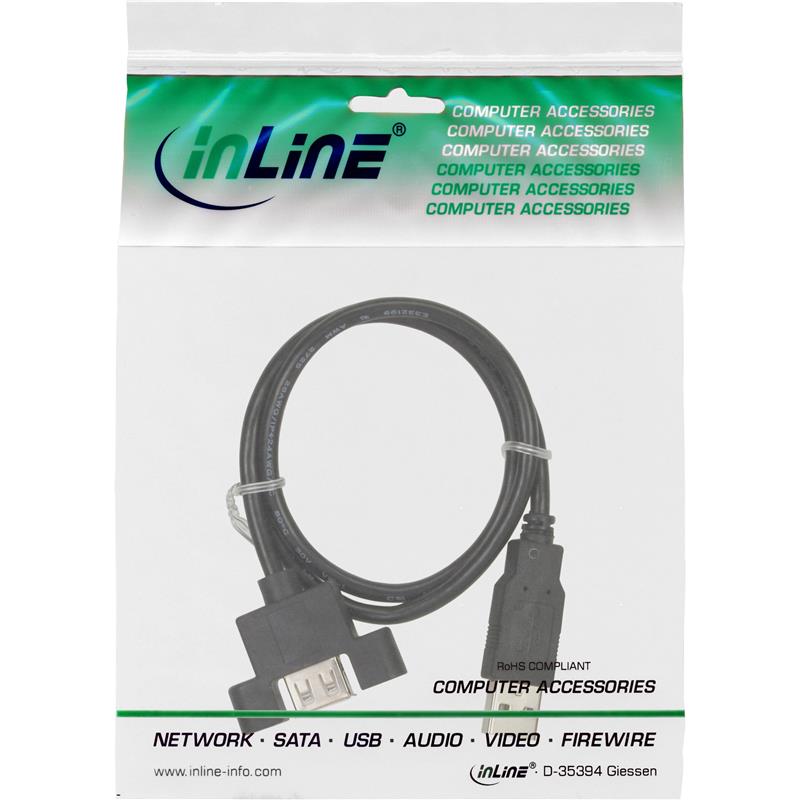 InLine USB 2 0 adapterkabel stekker A naar paneel jack type A 60cm