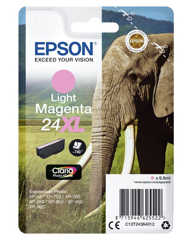 Epson Elephant Singlepack Light Magenta 24XL Claria Photo HD Ink